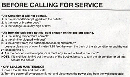 Before calling for service